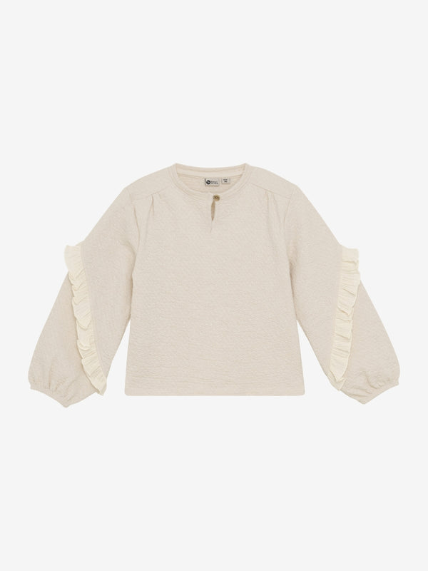 meisjes blouse met ruffle ecru