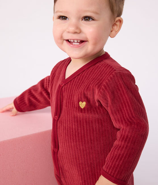 rib pyjama rood met hartje 