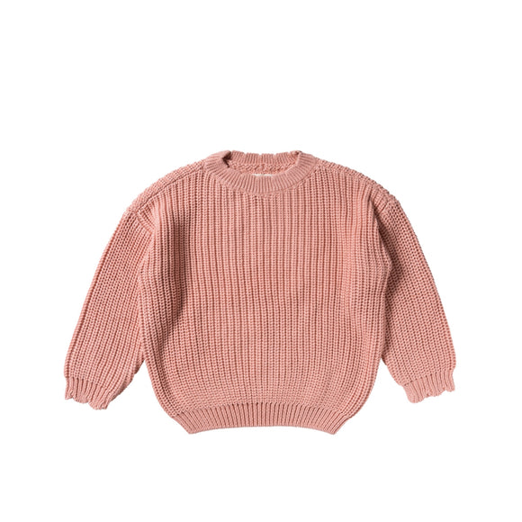 gebreide meisjes trui in oud roze