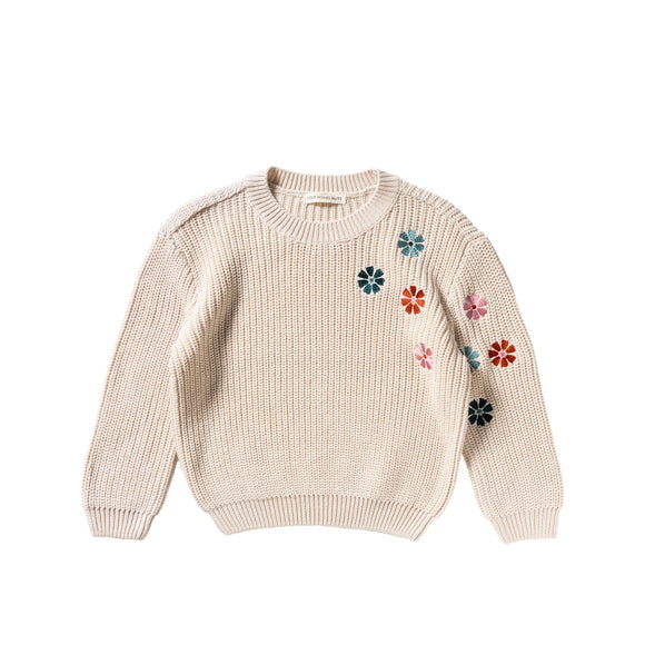 meisjes trui gebreid met bloemen