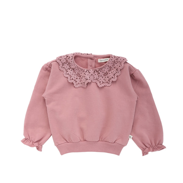 meisjes trui met kraag in kant roze