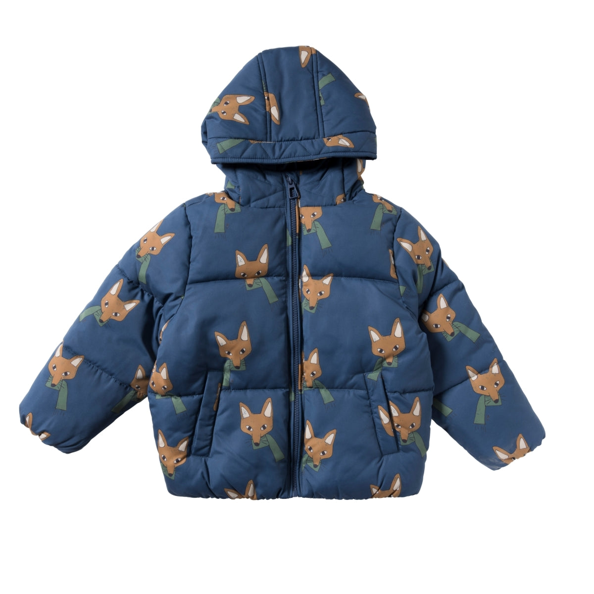 Jongen met your wishes vos winterjas op het strand - gewatteerde puffer regenjas met vosjes print voor jongens 